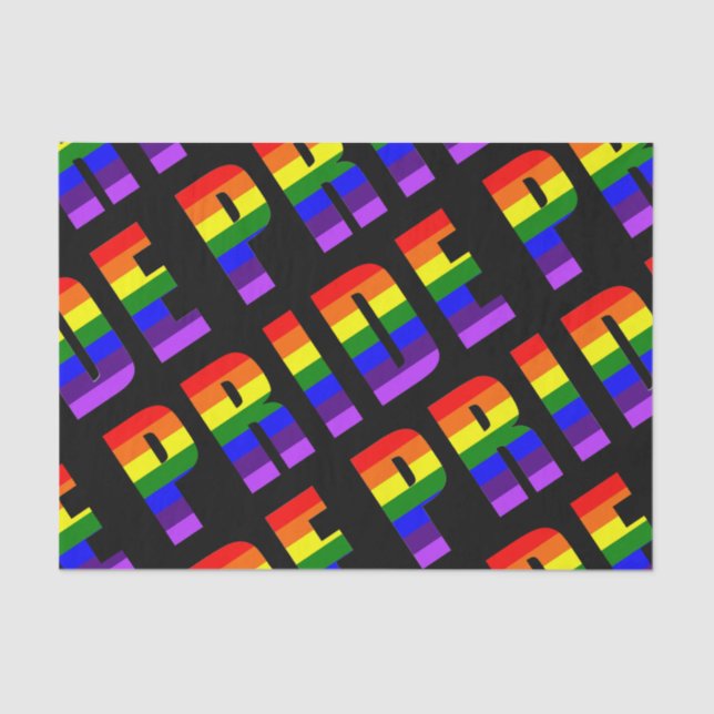 Rainbow Pride Text Art on Custom Black Colour Tissue Paper (Front)