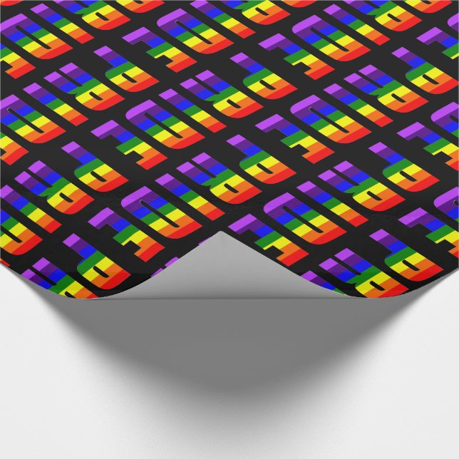 Rainbow Pride Text Art on Custom Black Colour Wrapping Paper (Corner)