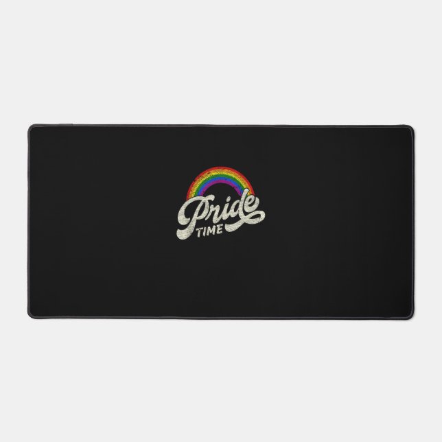 Rainbow, Pride Time, LGBT Tank Top Desk Mat (Front)