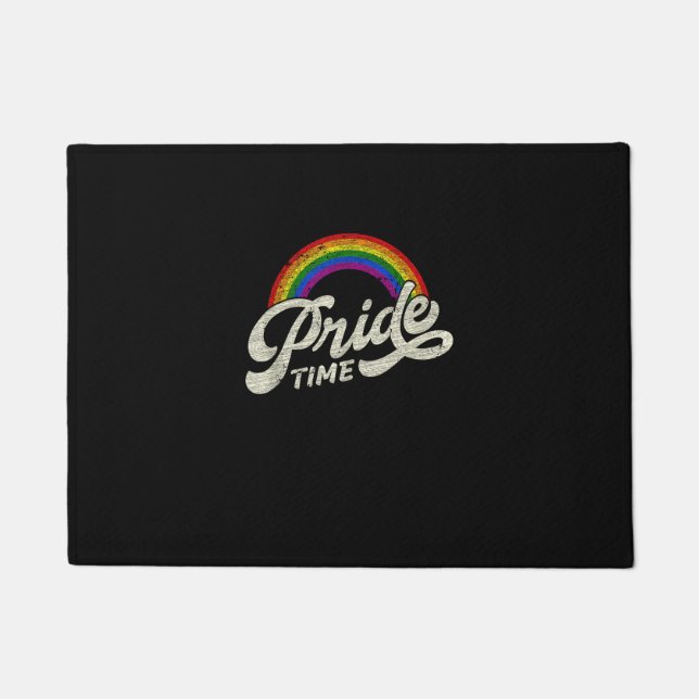 Rainbow, Pride Time, LGBT Tank Top Doormat (Front)
