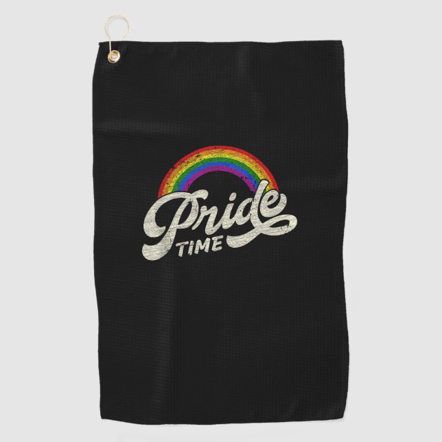 Rainbow, Pride Time, LGBT Tank Top Golf Towel (Front)