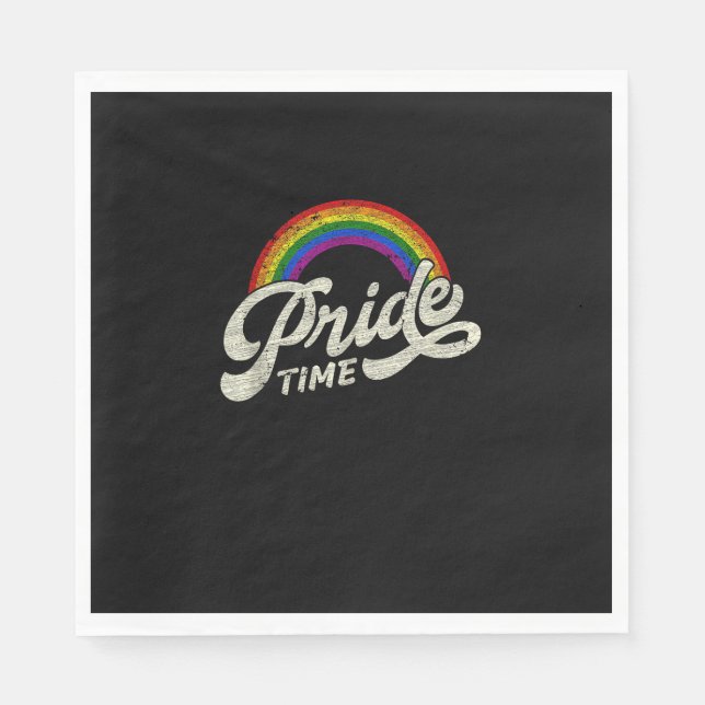 Rainbow, Pride Time, LGBT Tank Top Napkin (Front)
