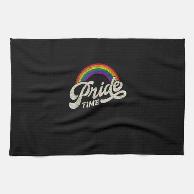 Rainbow, Pride Time, LGBT Tank Top Tea Towel (Horizontal)