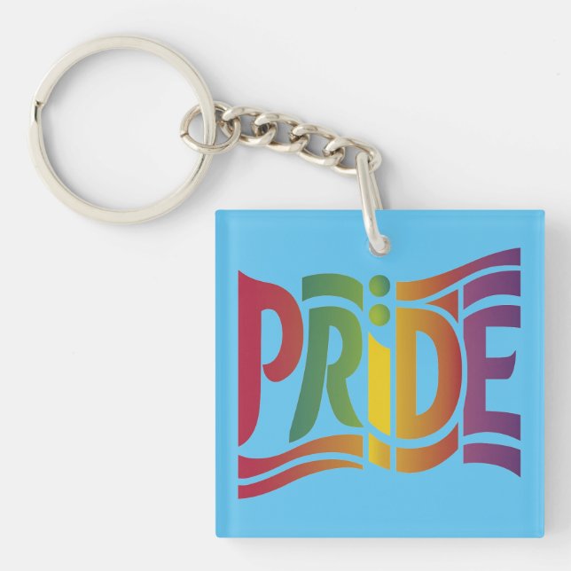 Rainbow Pride Typographic - Bold LGBTQ+ Statement Key Ring (Front)