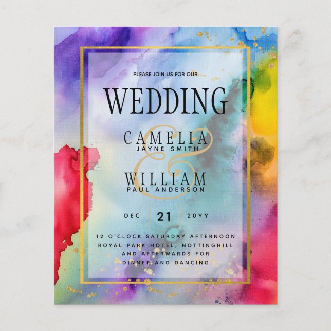 RAINBOW PRIDE WEDDING INVITATION Ink LeahG (Front)