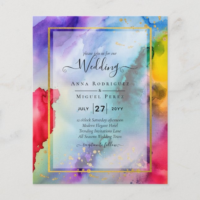 RAINBOW PRIDE WEDDING INVITATION Ink LeahG Flyer (Front)