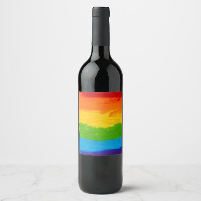 Rainbow Pride Wine Label – Colourful Bottle Sticke (Front)