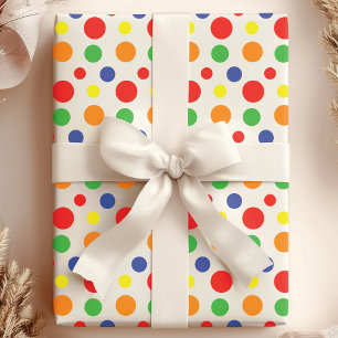 Rainbow Primary Polka Dots Pattern Wrapping Paper