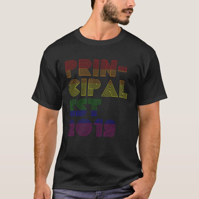 Rainbow Principal Est 2019 New Principal School Te T-Shirt (Front)