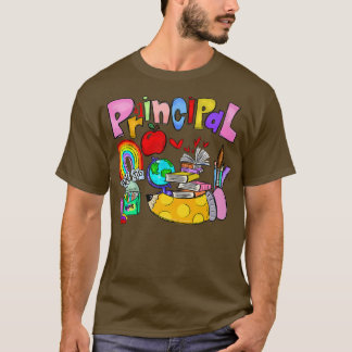 Rainbow Principal Funny School Principal Last Day  T-Shirt