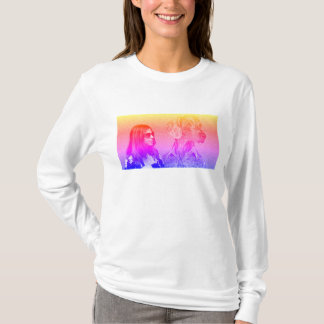 Rainbow print dog and girl T-Shirt