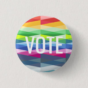 Rainbow Prism Abstract Geometric Design - VOTE 3 Cm Round Badge