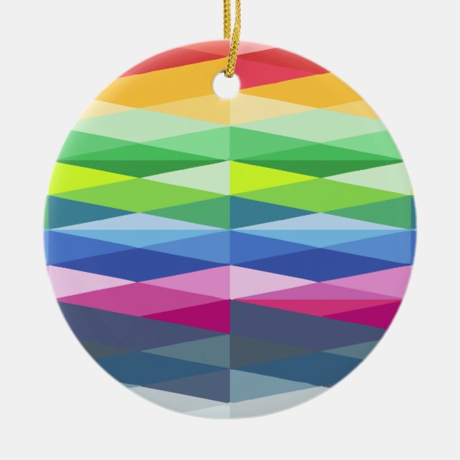 Rainbow Prism Pattern Holiday Ceramic Ornament (Front)