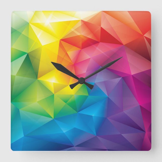Rainbow Prism Square Wall Clock (Front)
