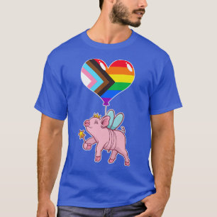 Rainbow Progress Pig Fairyseual IdentityNonbinary T-Shirt