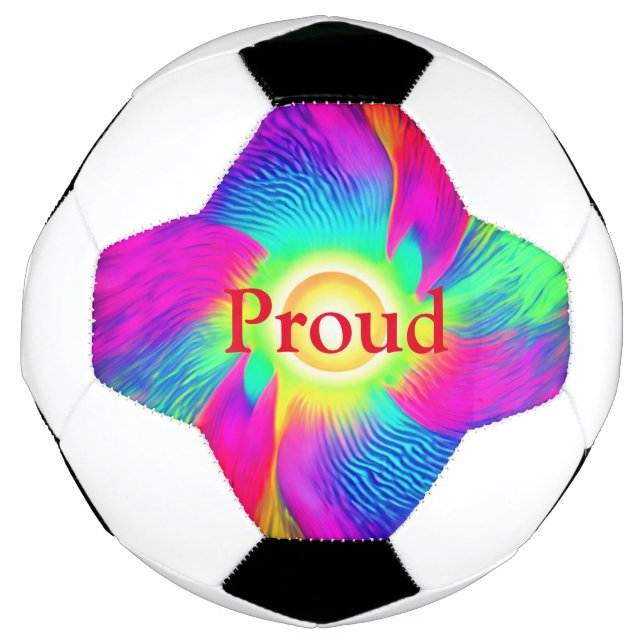 Rainbow "Proud" Gay Soccer Ball (Front)