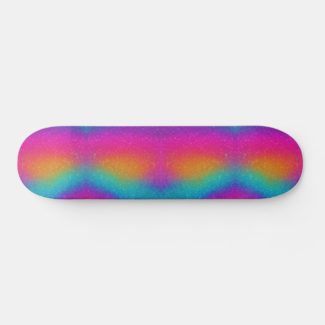 Rainbow Psychedelic Glitter Neon Skateboard (Horz)