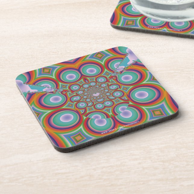 Rainbow Psychedelic Optical Abstract Art Coaster (Left Side)