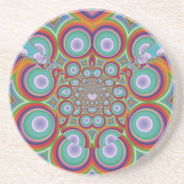 Rainbow Psychedelic Optical Abstract Art Coaster (Front)