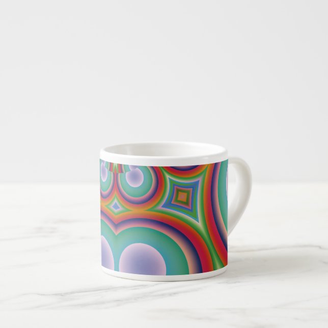 Rainbow Psychedelic Optical Abstract Art Espresso Cup (Front Right)