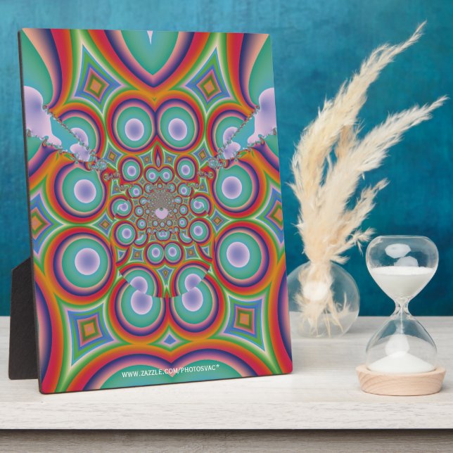 Rainbow Psychedelic Optical Abstract Art Plaque (Side)