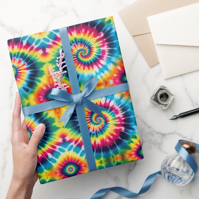 Rainbow Psychedelic Tie Dye Wrapping Paper (Gifting)
