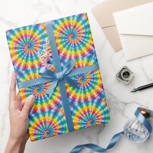 Rainbow Psychedelic Tie Dye Wrapping Paper (Gifting)