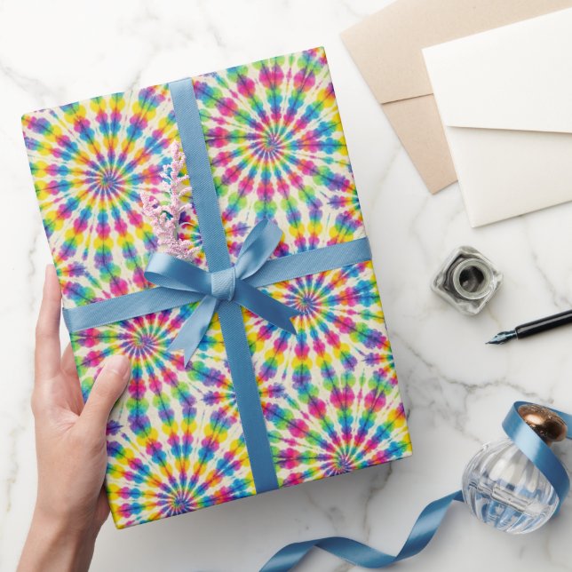 Rainbow Psychedelic Tie Dye Wrapping Paper (Gifting)