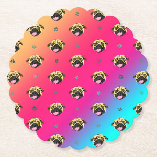 Rainbow Pug Paper Coaster