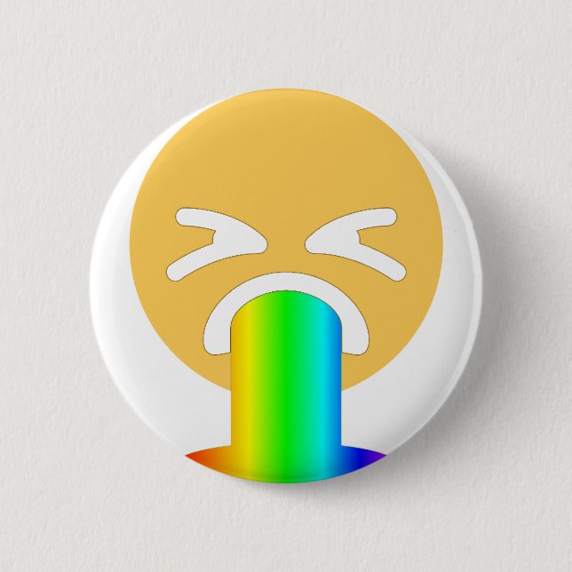 rainbow puke emoji 6 cm round badge (Front)