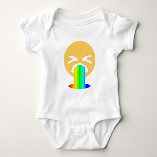 rainbow puke emoji baby bodysuit (Front)