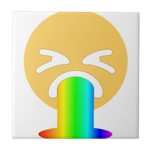 rainbow puke emoji ceramic tile