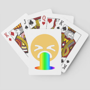 rainbow puke emoji playing cards