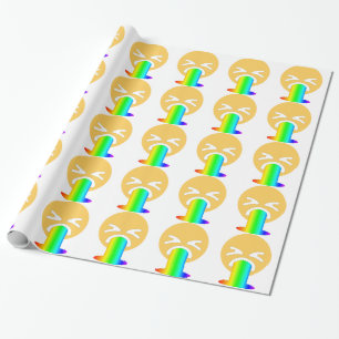 rainbow puke emoji wrapping paper