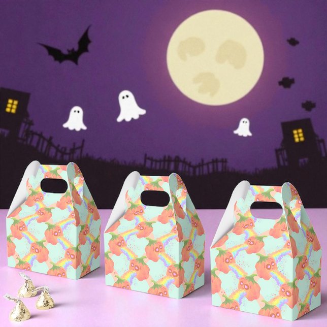 Rainbow Pumpkin Fun, Party Favour Box (Rainbow Pumpkin favor boxes quirky, colorful, and fun for parties, Halloween, and unique celebration)