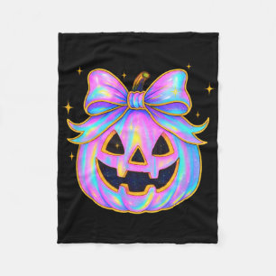 Rainbow Pumpkin Shirt Cute Halloween Jack-o-lanter Fleece Blanket