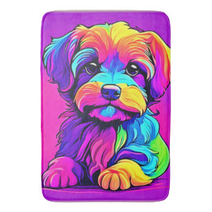 Rainbow Puppy Artwork Bath Mat