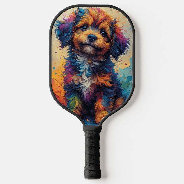 Rainbow Puppy Pickleball Paddle (Front)