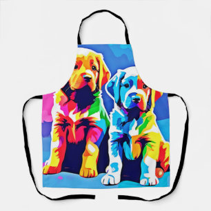 Rainbow Pups: Playful Duo Apron