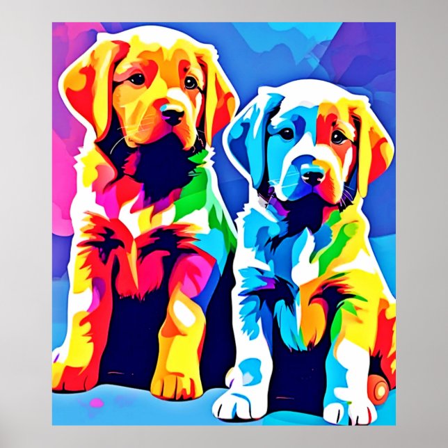 Rainbow Pups: Playful Duo Poster (Front)