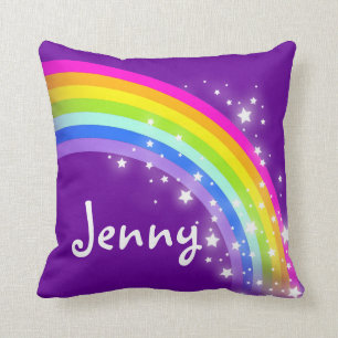 rainbow purple girls name Jenny cushion pillow