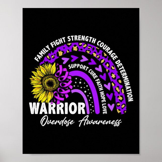 Rainbow Purple Ribbon Overdose Awareness  Poster (Front)