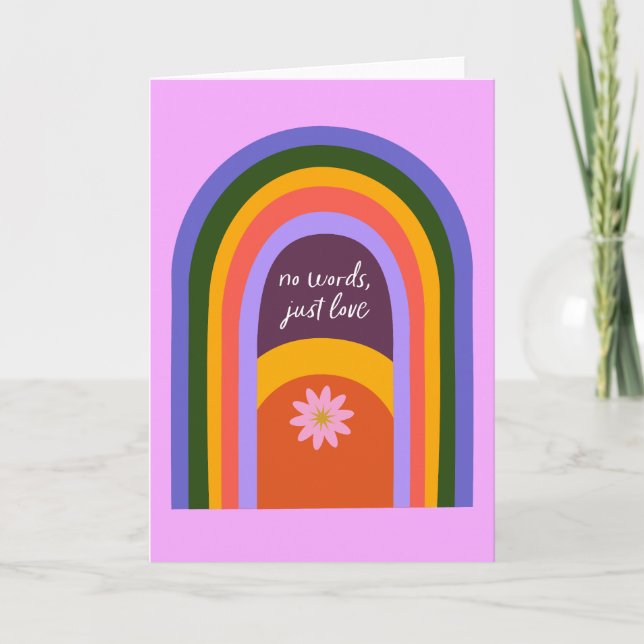 Rainbow Purple Sympathy Sending Love Blank Card (Front)