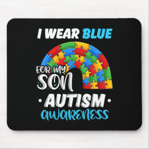 Rainbow Puzzle Autism I Wear Blue For Son Autism A Mouse Pad