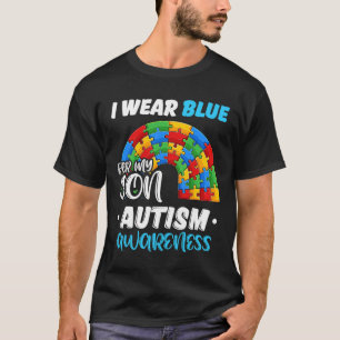 Rainbow Puzzle Autism I Wear Blue For Son Autism A T-Shirt