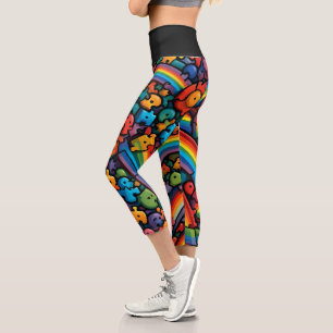 Rainbow Puzzle  Capri Leggings