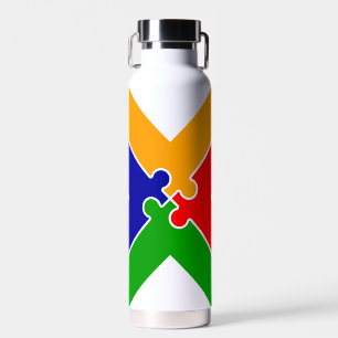 Rainbow Puzzle Letter X Monogram Water Bottle