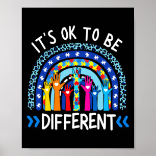 Rainbow Puzzle Piece Autism Awareness Its Ok To Be Poster