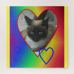 Rainbow Puzzle: Siamese Cat in Heart Jigsaw Puzzle