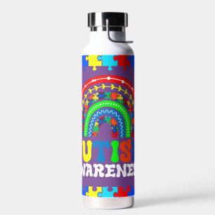 Rainbow Puzzle Water Bottle for Autism Awareness